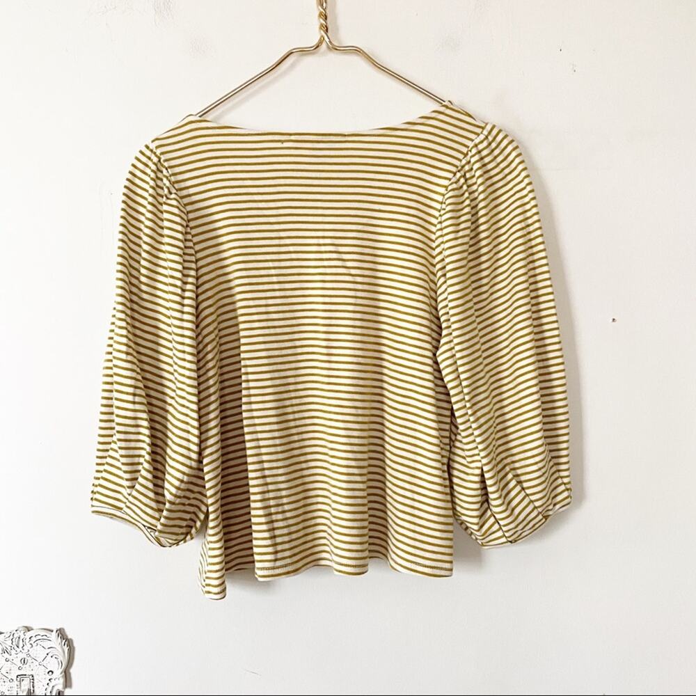 Anthropologie Eri + Ali Gold Striped Balloon Sleeve Top XS - Picture 6 of 8